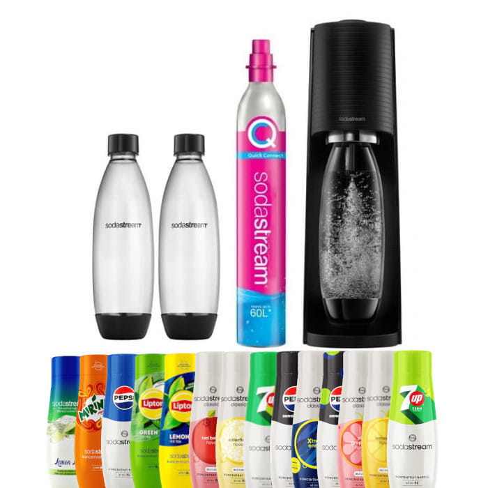 SodaStream Terra black + 2 butelki + koncentrat